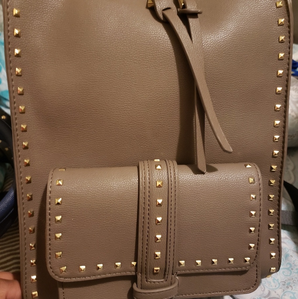 Taupe studded backpack